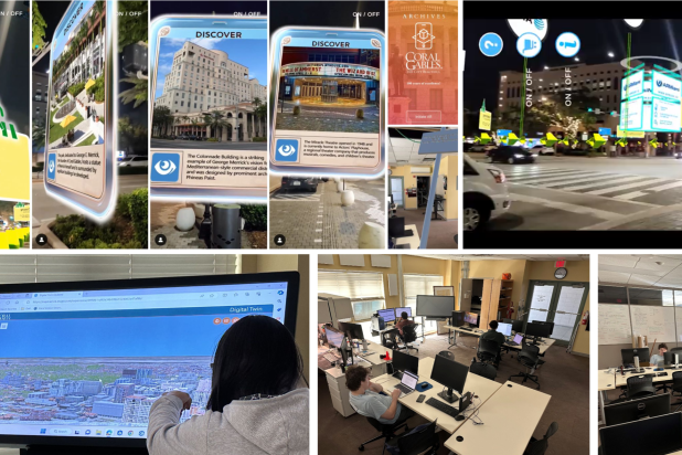 Collage of streets, staff, and participants monitoring