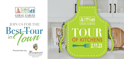 Coral Gables Community Foundation's Tour of Kitchens 2023 event flyer