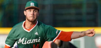 University of Miami pitcher throws a baseball