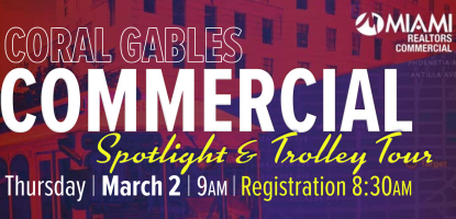 Event flyer for Commercial Spotlight and Trolley Tour