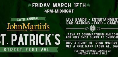 Event flyer for JohnMartin's St. Patrick's Street Festival