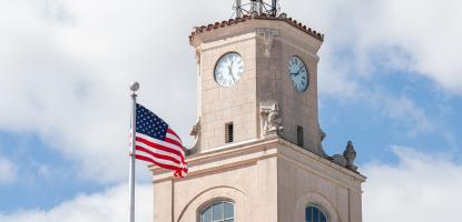 U.S. flag flying over Coral Gables City Hall