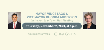 Photo of Mayor Lago and Vice Mayor Anderson with town hall information