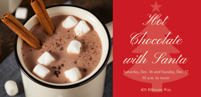 Event flyer for "Hot Chocolate with Santa"