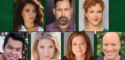 Headshots of the Spitfire Grill cast with a dark green background