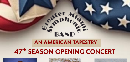 Three profiles on flyer with American Flag on top