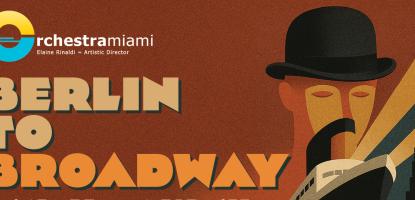 Man in a hat over a cruise ship with Berlin to Broadway