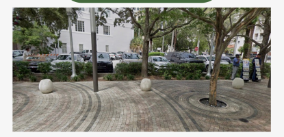 Flyer for Letters unveiling ribbon cutting with photo of Giralda Plaza