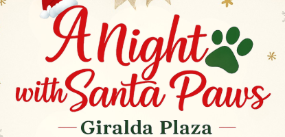 Holiday poster with Santa Paws details