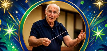 Robert Longfield with stars and music notes around with event information below
