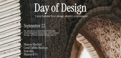 Day of Design promo graphic with text and background of pillar and arched entrance