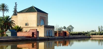 Moroccan architecture water villa with blue sky