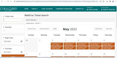 Screenshot of the calendar view on the ticket booking page. Each date has an option for VP Resident and Non-Resident tickets.