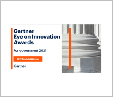 gartner award with a large marble column on the right