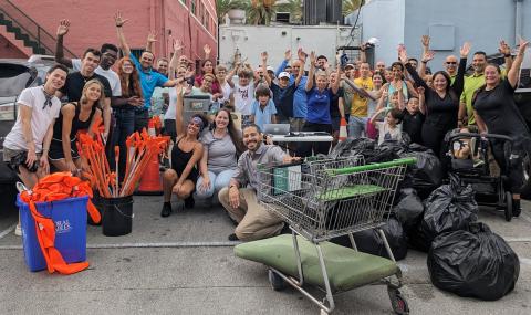 Group photo of participants at the Downtown Community Cleanup