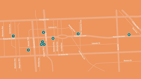Map of art galleries in Coral Gables