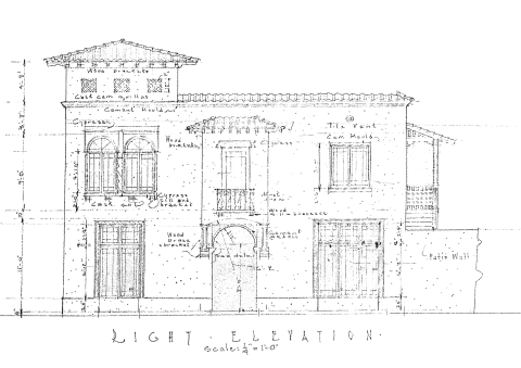 Front view outline design of La Palma building