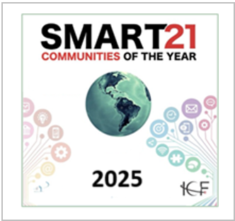Smart21 Community of the Year Graphic with Earth in the center