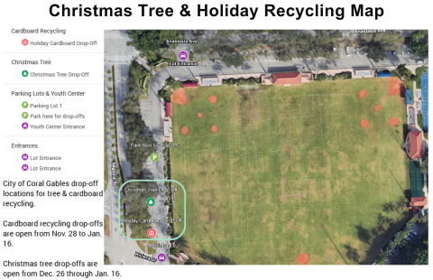 Points and map key for recycling drop off