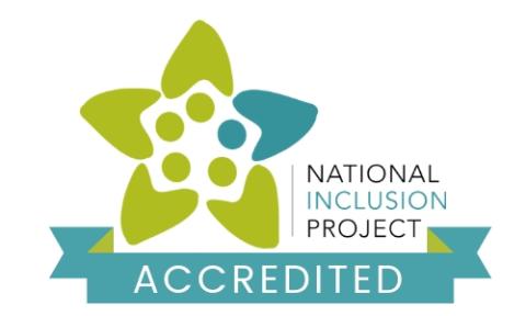 National Inclusion Project Accredited with green and blue graphic