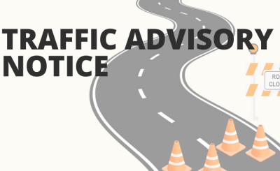 Traffic advisory notice for SW 8th Street from SW 74th Court to SW 27th Avenue