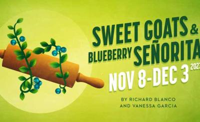 Event flyer for "Sweet Goats & Blueberry Señoritas" at Miracle Theatre