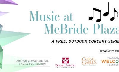 Event banner for "Music at McBride Plaza"