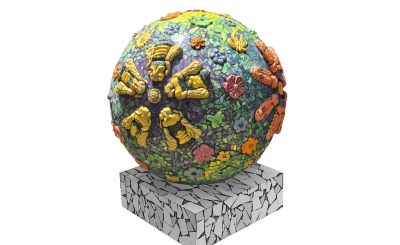 Planting Pollinators sculpture on platform