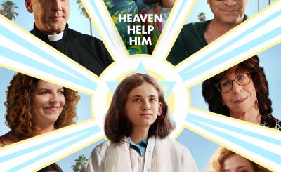 Ethan Bloom film poster, a teenage boy in a spiritual blue light with splitting other characters in the film