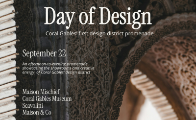 Day of Design promo graphic with text and background of pillar and arched entrance