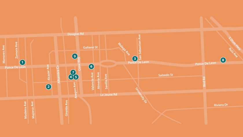 Map of art galleries in Coral Gables